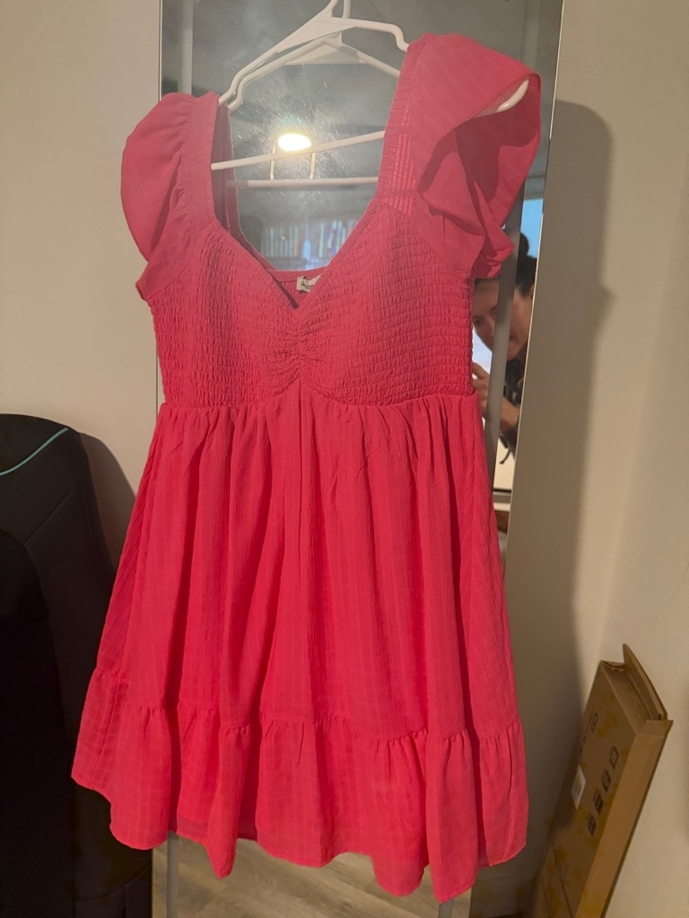 Women’s Pink Mini Dress with Ruffled Sleeves